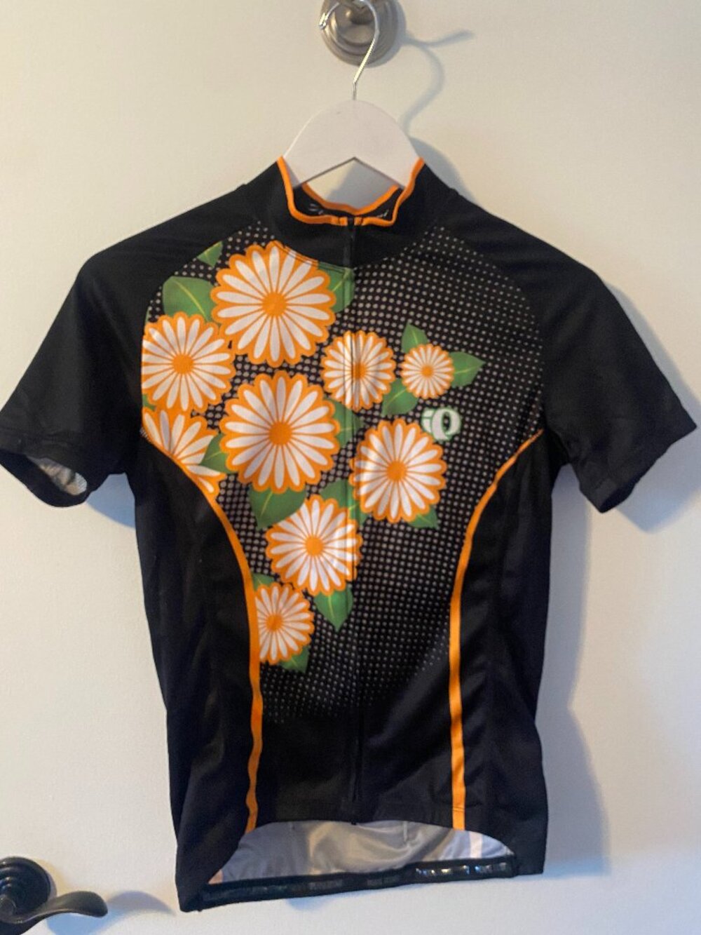 Women's Pearl Izumi Elite Bike Jersey - Black with Orange & White Flowers